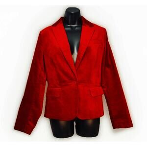 Talbots Size 8 Oxblood Red Velvet Blazer Lined Jacket Single Button Pockets Prep